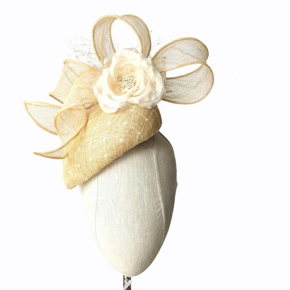 MAYFAIR - CUSTOMIZE Natural Straw Teardrop Pillbox Hat