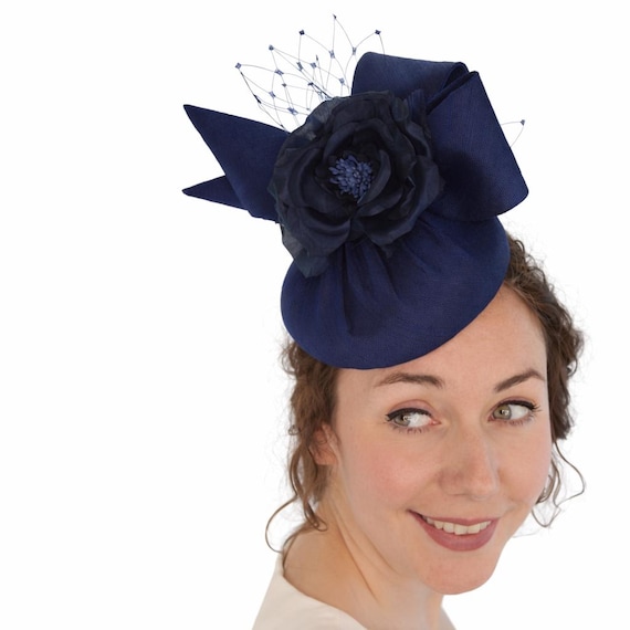 FLEUR - Navy Blue Silk Hat