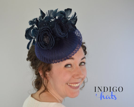 CUSOMIZE COLORS - Pleated Navy Cocktail Hat