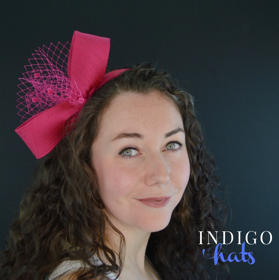 Pink Bow Headband for Women. Pin up Girl Retro Style Fascinator