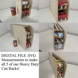 Digital SVG of 5 Rotating Can Racks for makers and DIY. For CNC machine