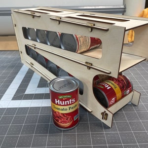 CR-Custom-6 Wooden Can Rack for 6oz Canned Food Cans Dispenser Organizer Pantry Organization