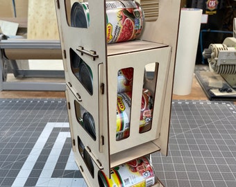 CRTall-3 Wooden Canned Food Can Rack Dispenser Organizer for Upper Cabinets and Shallow Depth