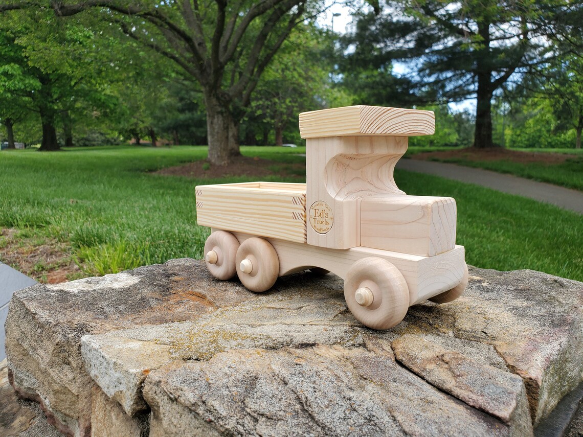 Ed's Trucks Wooden Toy Pickup Truck With 8 Barrels Etsy