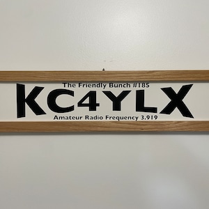 Personalized Callsign Plaque Amateur Radio Operator GMRS Station Handmade Wall Sign Ham Radio Shack Sign Two Lines of Custom Text Made in VA