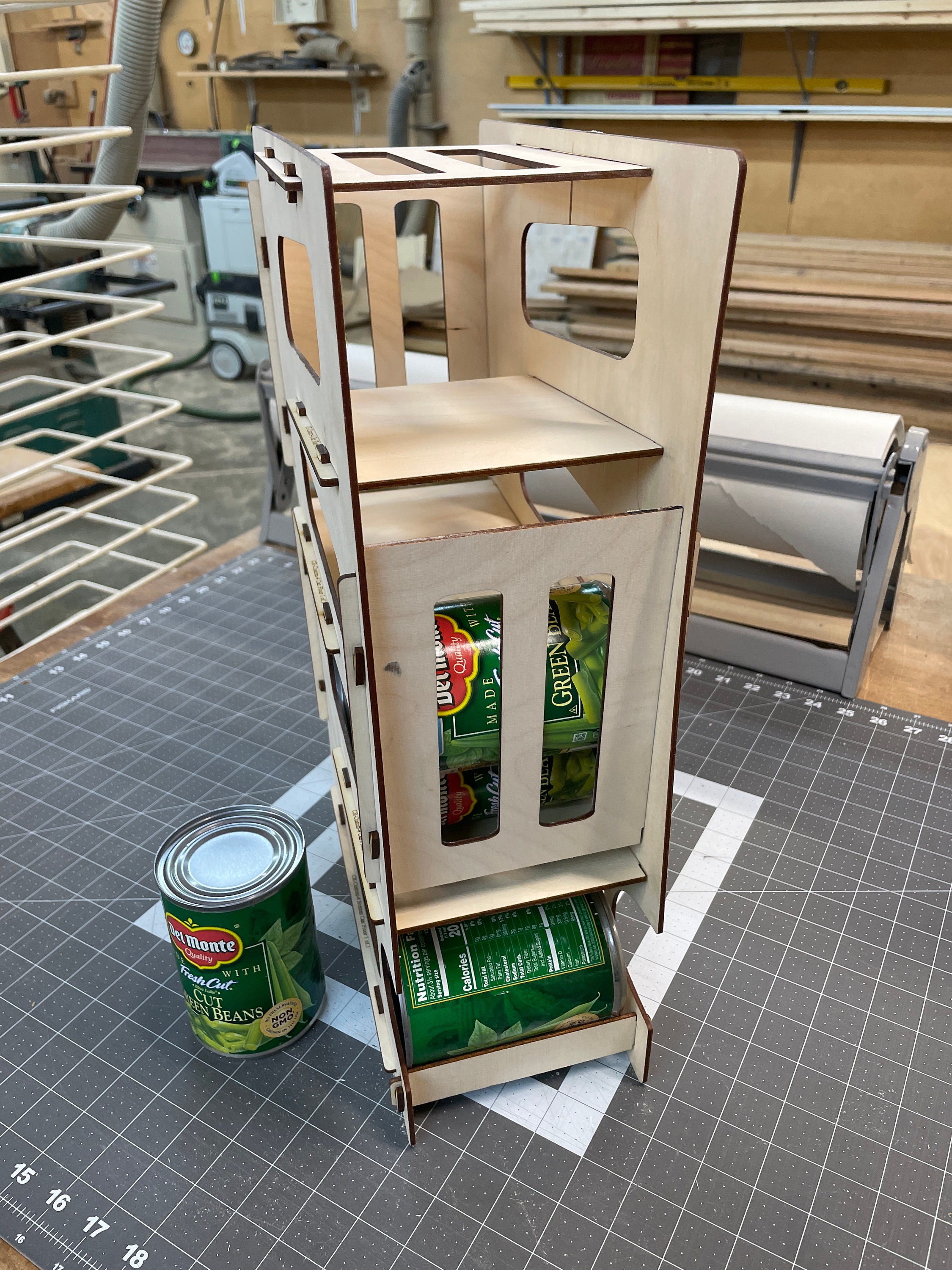 Digital SVG of Cr-custom-4 Rotating Can Rack for Makers and DIY. Laser ...