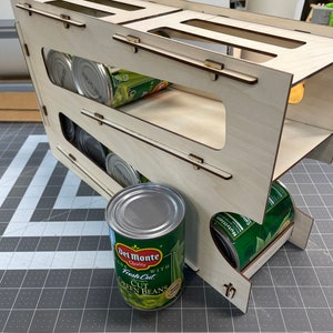 CR-Custom-7 Wooden Can Rack for 14.5oz Canned Food Cans Dispenser Organizer Pantry Organization