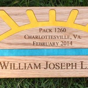 Personalized Plaque for Arrow of Light Style #2 with Blue and Gold Inlay Navajo Arrow Display for Cub Scouts Blue and Gold Banquet
