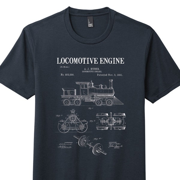 Train Patent Shirt, Steam Engine T-Shirt Railroad Shirt Locomotive Engine Shirt Train Shirt Engineer Gift Train Spotter Gift Train Gift