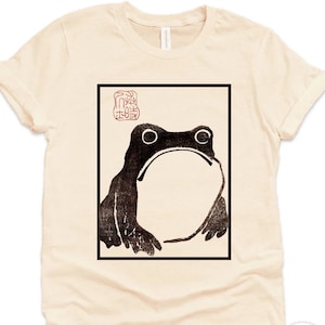 Unimpressed Frog Sweatshirt and Shirt Grumpy Frog Japanese Aesthetic Matsumoto Hoji Woodblock Art Minimalist Vintage Style Retro Pullover