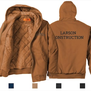 Jaqueta de trabalho com capuz e zíper completo, logotipo da empresa, uniforme de equipe com monograma J763H TLJ763H, bordada personalizada CornerStone Duck Fabric