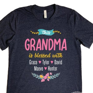 Grandma Shirt with Grandkids Names Grandma Grandkids Shirt Mimi Personalized Grandma Shirt Grandma Grandchildren Shirt, Printed