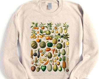 Fruit Shirt and Sweatshirt Vegetable Gardener Gift Vintage Fruit Illustrations Nature Lover Plant Grower Farmer Gift Botanical