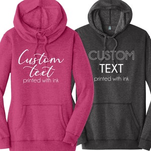 Benutzerdefinierter Hoodie mit Tinte bedruckt, leichter, weicher Hoodie Benutzerdefinierter Text Hoodie Personalisiertes Sweatshirt mit Text Individuell bedruckter Bezirks-Hoodie
