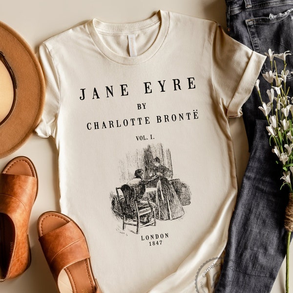 Chemise Jane Eyre, chemise Charlotte Bronte, T-shirt Jane Eyre, cadeau Jane Eyre, cadeau d'amant de livre, cadeau littéraire, cadeau livresque, col en V Jane Eyre