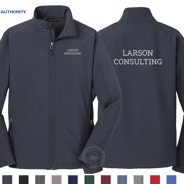 Jaqueta personalizada bordada de soft shell com zíper completo, uniforme corporativo de equipe com monograma, tamanho grande personalizado para homens e mulheres jovens, Autoridade Portuária