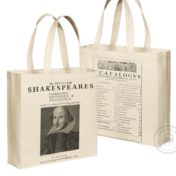 William Shakespeare Tote Bag Heavy Duty Durable Canvas Book Bag Shakespeare Regalo Literario Bookish Regalo Biblioteca Bolsa Drama Theatre Club Regalo