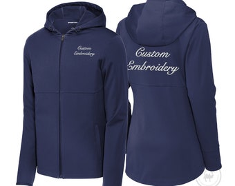 Custom Embroidered Soft Shell Hooded Jacket Sport-Tek Men's Ladies Monogrammed Team Uniform Personalized Team Jacket ST980 LST980