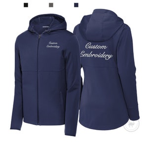 Custom Embroidered Soft Shell Hooded Jacket Sport-Tek Men&#39;s Ladies Monogrammed Team Uniform Personalized Team Jacket ST980 LST980