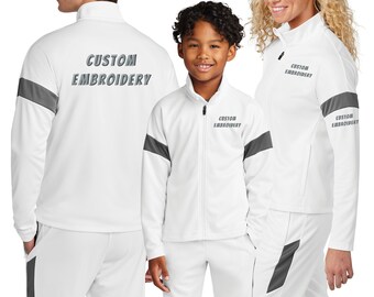 Custom Embroidered Team Jacket Uniform Team Warm Up Jacket Pants Sport-Tek Travel Jacket Ladies Men's Youth Sports Dance Outfit ST800 PST800