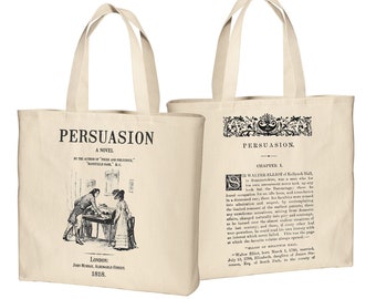 Persuasion Tote, Jane Austen Tote Bag, Jane Austen Gift, Jane Austen Persuasion Bag, Classic Book Literary Gift, Bookish Gift