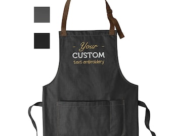 Custom Embroidered Apron, Personalized Apron Gift Port Authority Market Full-Length Bib Apron Monogrammed Apron Customized Apron