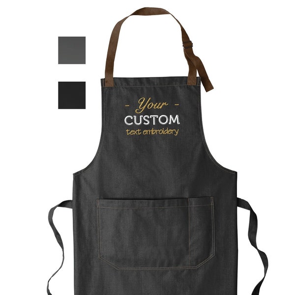 Custom Embroidered Apron, Personalized Apron Gift Port Authority Market Full-Length Bib Apron Monogrammed Apron Customized Apron