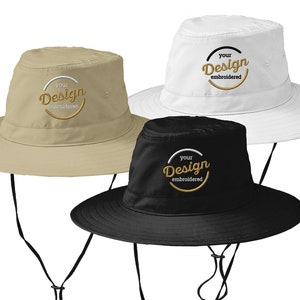 Custom Embroidered Bucket Hat, Embroidery on Bucket Hat, Personalized Text Logo Design Customized Brim Summer Hat UV Sun Hat C921