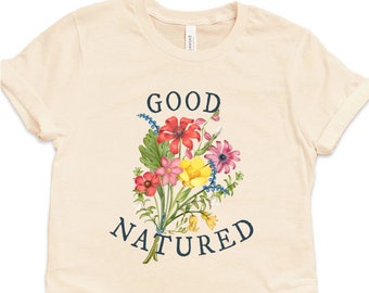 Good Natured Shirt, Outdoorsy Shirt, Nature Lover Gift, Wildflower Tee, Good Natured Tee, Walker Hiker Gift, Vintage Flowers by Redoute