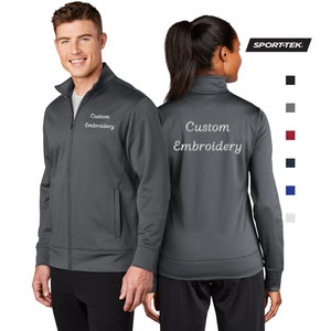 Custom Embroidered Sport-Tek Sport-Wick Full-Zip Track Jacket Monogrammed Team Company Logo Ladies Men's Youth ST241 LST241 YST241