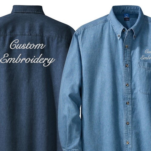 Embroidered Long Sleeve Denim Shirt 
