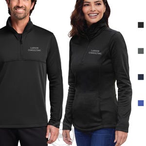 Custom Embroidered Port Authority Smooth Fleece 1/4-Zip Jacket Men's Ladies Monogrammed Team Uniform Personalized Pouch Pocket F804 L804