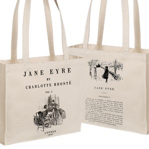 Jane Eyre Tote, Heavy Duty Tote, Charlotte Bronte Tote, Jane Eyre Sturdy Book Bag, Jane Eyre Gift, Book Lover Gift, Bookish Gift Bronte Gift