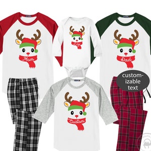 Cute Reindeer Family Coordinating Christmas Shirts Personalized Family Christmas Pajamas Custom Family Matching Pajama Shirts Cute Christmas