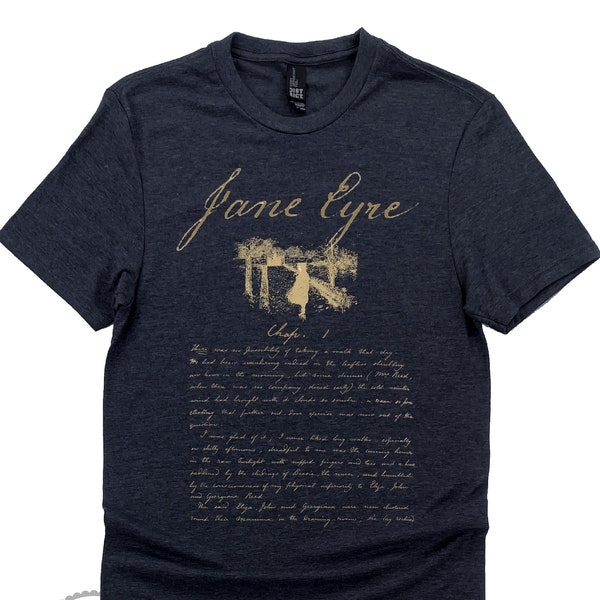 Jane Eyre Shirt with Charlotte Bronte Manuscript Handwriting Jane Eyre Gift Charlotte Bronte Gift Literary Bookish Gift Book Lover Gift