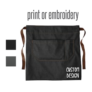 Personalisierte halbe Schürze mit Druck oder Stickerei, Hafenbehörde-Markt halbe Bistro-Schürze, Monogramm-Schürze Individuell bedruckte Schürze