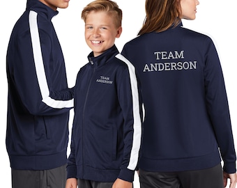 Chaqueta deportiva bordada personalizada Sport-Tek con mangas de tricot y rayas, uniforme de calentamiento para equipo, para damas, caballeros y jóvenes, JST94, LST94 y YST94