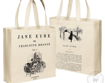 Jane Eyre Tote, Heavy Duty Tote, Charlotte Bronte Tote, Jane Eyre Sturdy Book Bag, Jane Eyre Gift, Book Lover Gift, Bookish Gift Bronte Gift