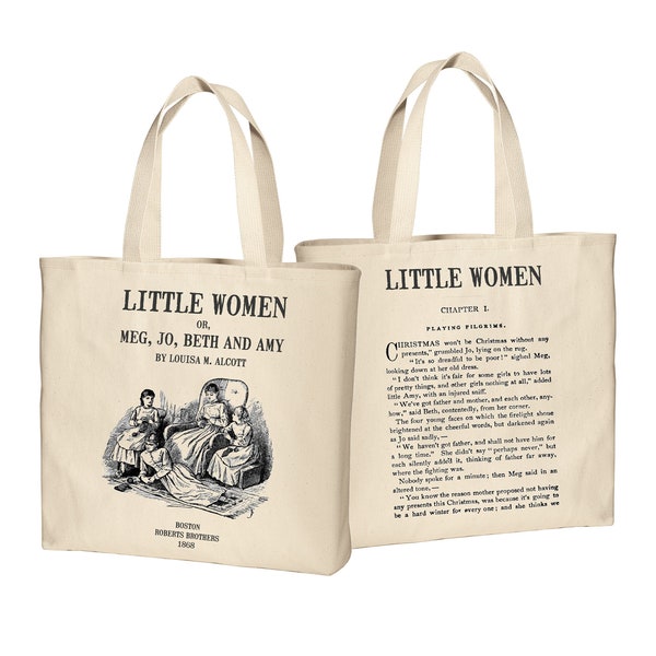 Little Women Tote, Louisa M. Alcott Tote, Little Women Book Canvas Tote, Little Women Gift, Book Lover Gift, Literary Gift, Bookish Gift