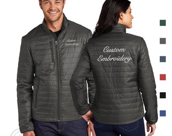 Custom Embroidered Puffy Jacket Full-Zip Port Authority Jacket Monogrammed Team Corporate Uniform Personalized Men's Ladies J850 L850