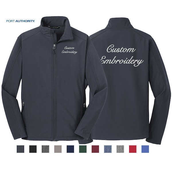 Custom Embroidered Soft Shell Full-Zip Jacket, Monogrammed Team Corporate Uniform, Personalized Men's Youth Ladies Tall, Port Authority