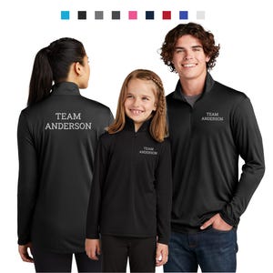 Custom Embroidered Sport-Tek PosiCharge Quarter Zip Pullover Monogrammed 1/4 Zip Team Company Logo Ladies Men's Youth ST357 LST357 YST357
