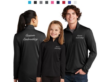 Custom Embroidered Sport-Tek PosiCharge Quarter Zip Pullover Monogrammed 1/4 Zip Team Company Logo Ladies Men's Youth ST357 LST357 YST357