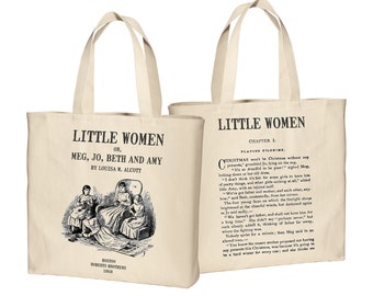 Little Women Tote, Louisa M. Alcott Tote, Little Women Book Canvas Tote, Little Women Gift, Book Lover Gift, Literary Gift, Bookish Gift