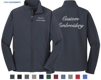Custom Embroidered Soft Shell Full-Zip Jacket, Monogrammed Team Corporate Uniform, Personalized Men's Youth Ladies Tall, Port Authority