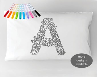 Color Your Own Personalized Pillowcase Zentangle Doodle Coloring Kids Craft Project Slumber Party Favors Sleepover Color-In Gift Activity
