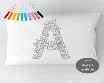 Color Your Own Personalized Pillowcase Zentangle Doodle Coloring Kids Craft Project Slumber Party Favors Sleepover Color-In Gift Activity