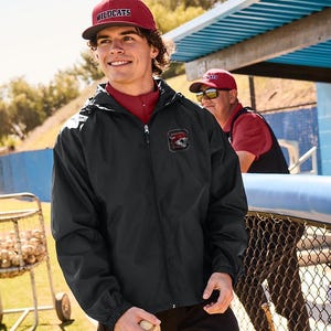 Custom Embroidered Sport-Tek Hooded Full-Zip Jacket Embroidery Monogrammed Team Uniform Water Repellent Personalized Sports Team JST73