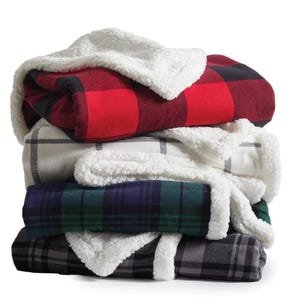 Custom Embroidered Sherpa Flannel Blanket Monogrammed Throw Personalized Blankets Embroidered Throws Custom Cozy Soft Blanket 50&quot;x60&quot;