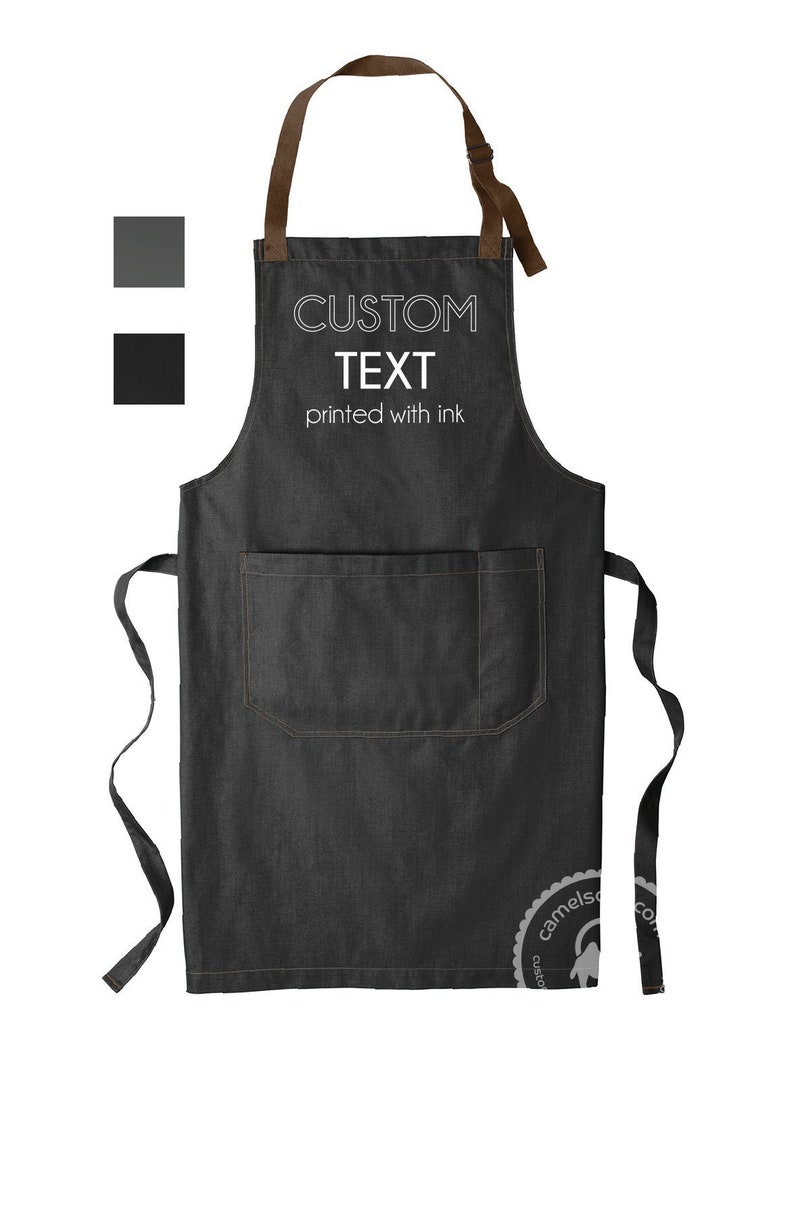 Custom Printed Apron With Ink Custom Text Apron Dad Grill Etsy